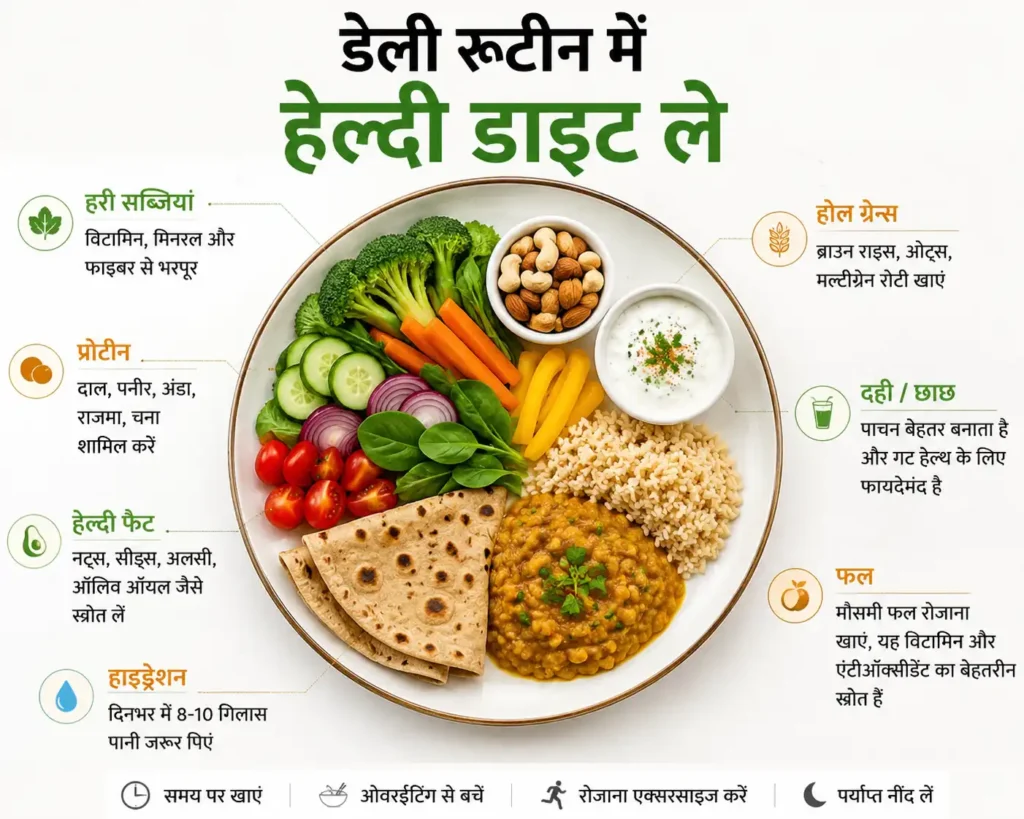 डेली रूटीन में हेल्दी डाइट ले