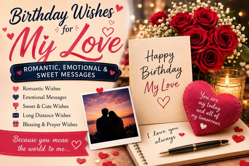 Birthday Wishes for My Love (2026) – 90+ Romantic, Emotional & Sweet Messages